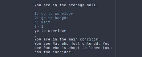 Part of my text adventure prototype