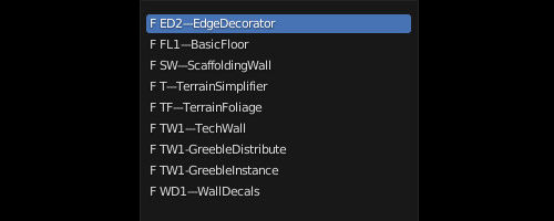 Liste der bisher erstellten Node-Setups